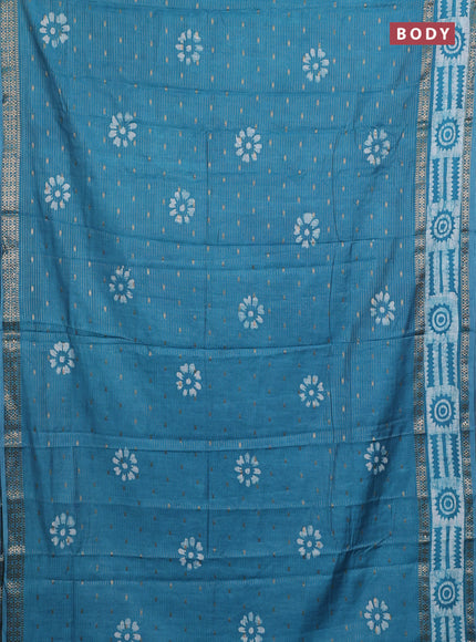 Blue Semi Chanderi Saree - Batik Prints