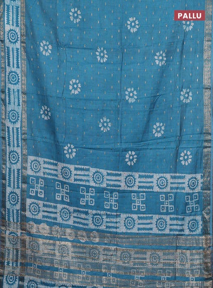Blue Semi Chanderi Saree - Batik Prints