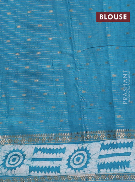 Blue Semi Chanderi Saree - Batik Prints
