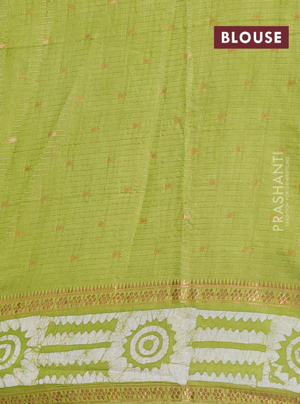 Light Green Semi Chanderi Saree - Batik Prints