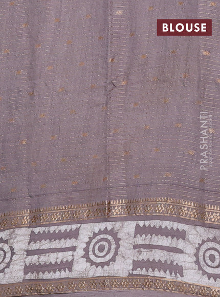 Grey Semi Chanderi Saree - Batik Prints
