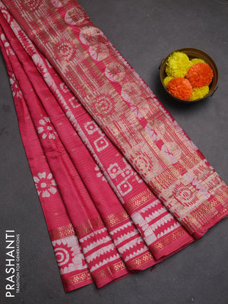 Pink Semi Chanderi Saree - Batik Prints