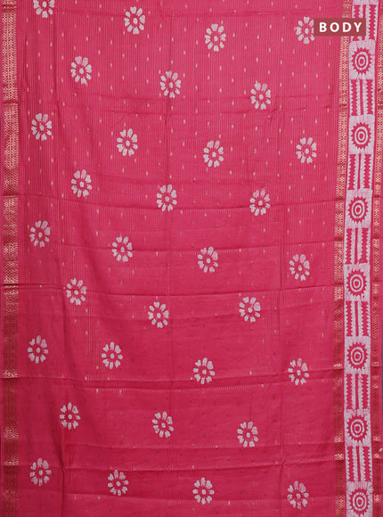 Pink Semi Chanderi Saree - Batik Prints