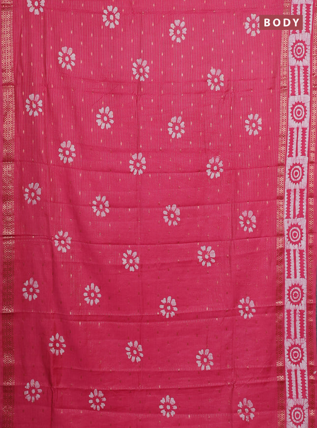 Pink Semi Chanderi Saree - Batik Prints