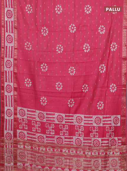 Pink Semi Chanderi Saree - Batik Prints