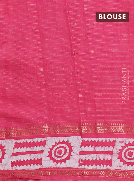 Pink Semi Chanderi Saree - Batik Prints
