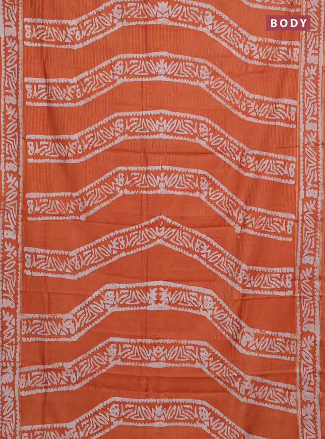 Orange Semi Chanderi Saree - Batik Prints