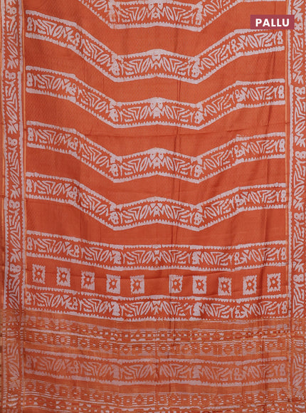 Orange Semi Chanderi Saree - Batik Prints