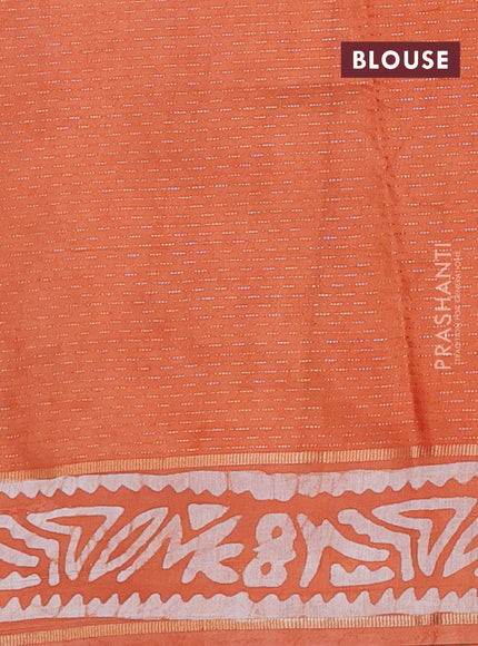 Orange Semi Chanderi Saree - Batik Prints
