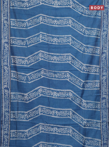 Peacock Blue Semi Chanderi Saree - Batik Prints