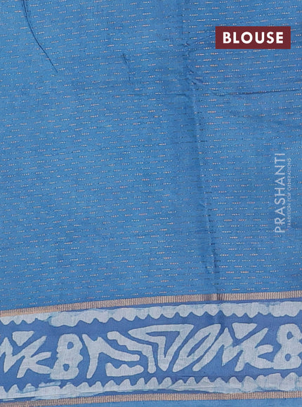 Peacock Blue Semi Chanderi Saree - Batik Prints