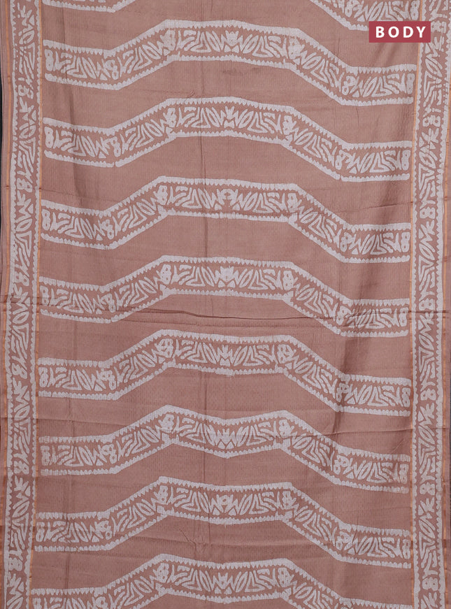 Pastel Brown Semi Chanderi Saree - Batik Prints