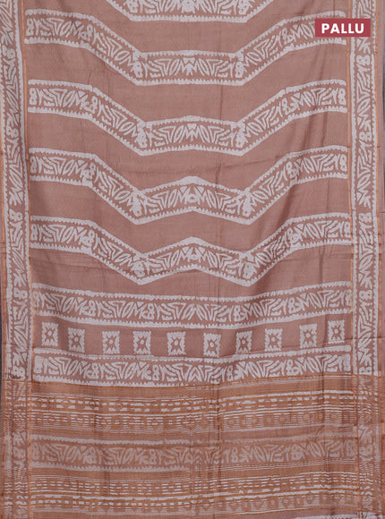Pastel Brown Semi Chanderi Saree - Batik Prints