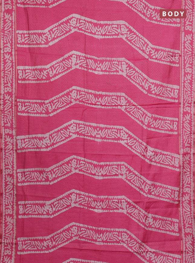 Pink Semi Chanderi Saree - Batik Prints