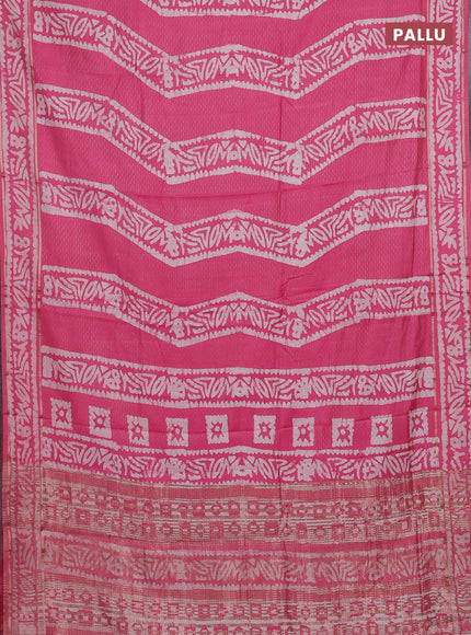 Pink Semi Chanderi Saree - Batik Prints