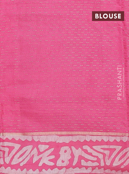 Pink Semi Chanderi Saree - Batik Prints