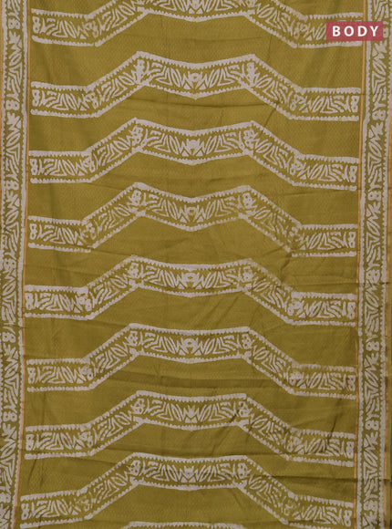 Mehendi Green Semi Chanderi Saree - Batik Prints