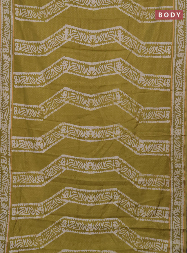 Mehendi Green Semi Chanderi Saree - Batik Prints