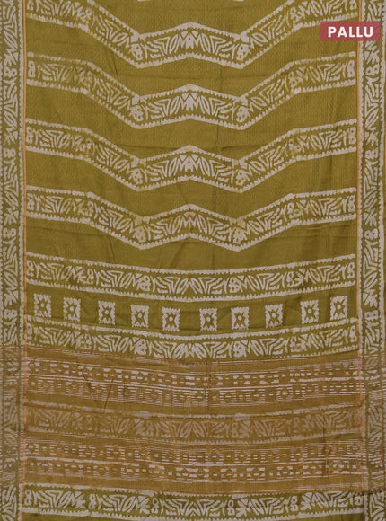 Mehendi Green Semi Chanderi Saree - Batik Prints