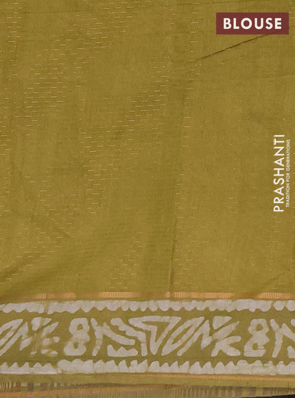 Mehendi Green Semi Chanderi Saree - Batik Prints