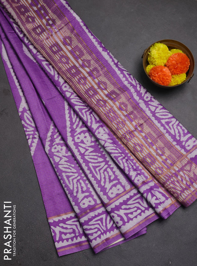 Lavender Semi Chanderi Saree - Batik Prints