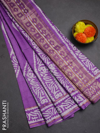 Lavender Semi Chanderi Saree - Batik Prints