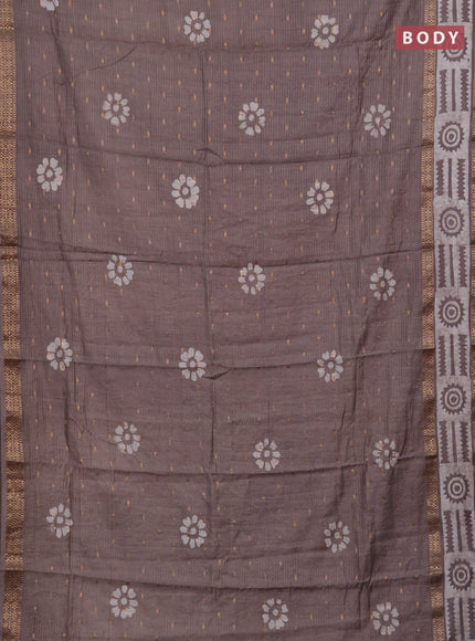 Grey Semi Chanderi Saree - Batik Prints