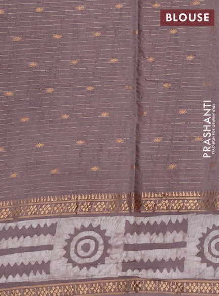Grey Semi Chanderi Saree - Batik Prints