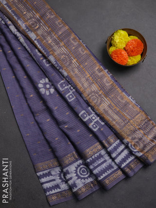 Grey Semi Chanderi Saree - Batik Prints
