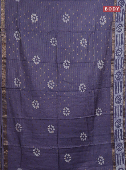 Grey Semi Chanderi Saree - Batik Prints