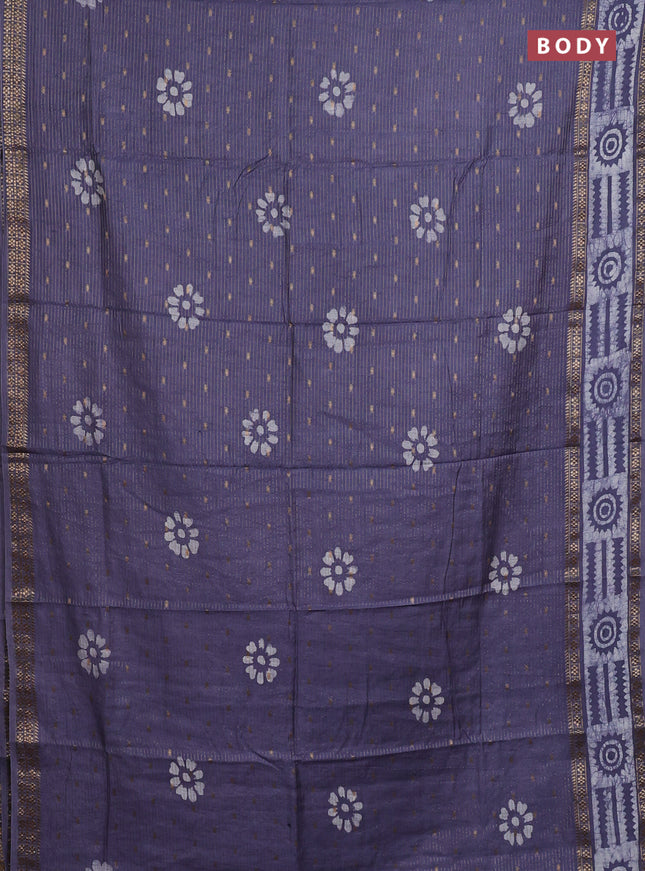 Grey Semi Chanderi Saree - Batik Prints