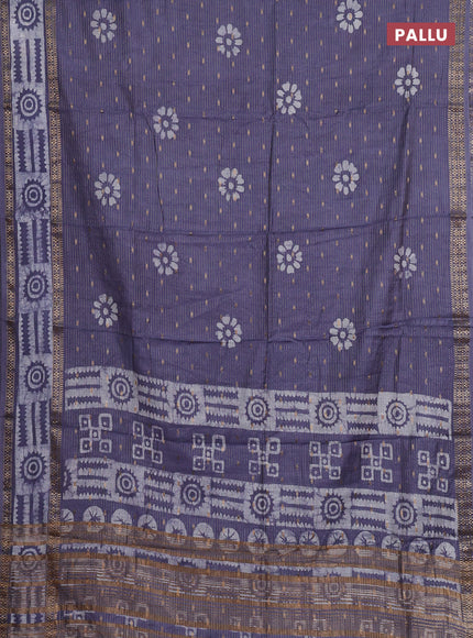 Grey Semi Chanderi Saree - Batik Prints