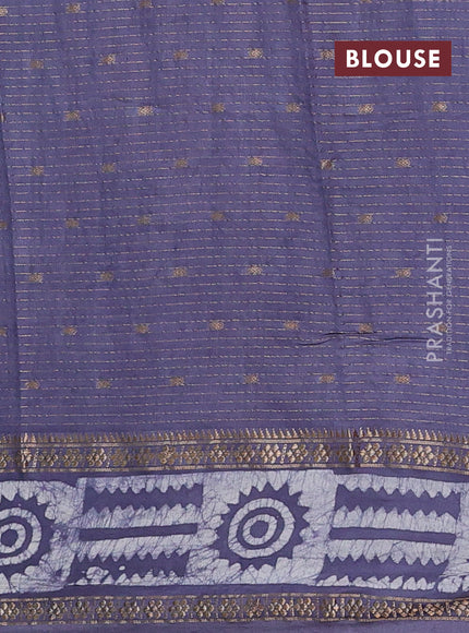 Grey Semi Chanderi Saree - Batik Prints