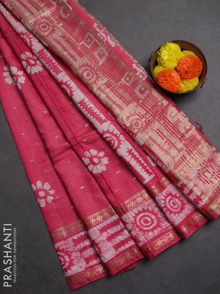 Pink Semi Chanderi Saree - Batik Prints