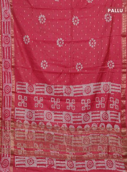 Pink Semi Chanderi Saree - Batik Prints