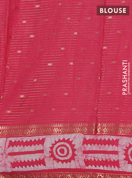 Pink Semi Chanderi Saree - Batik Prints