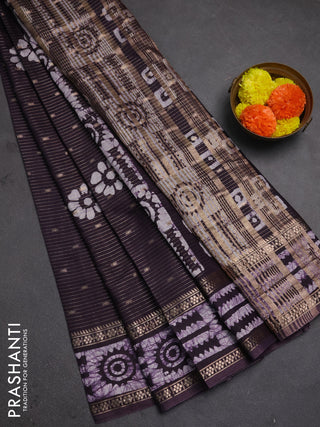 Jamun Semi Chanderi Saree - Batik Prints