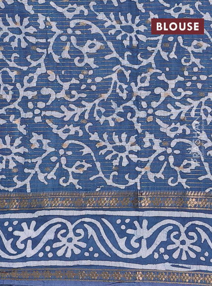 Blue Semi Chanderi Saree - Batik Prints