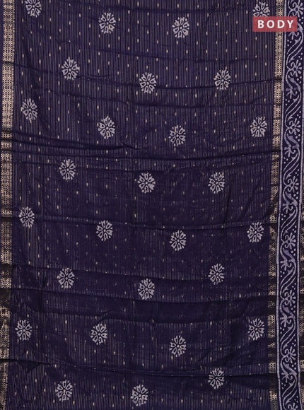 Blue Semi Chanderi Saree - Batik Prints