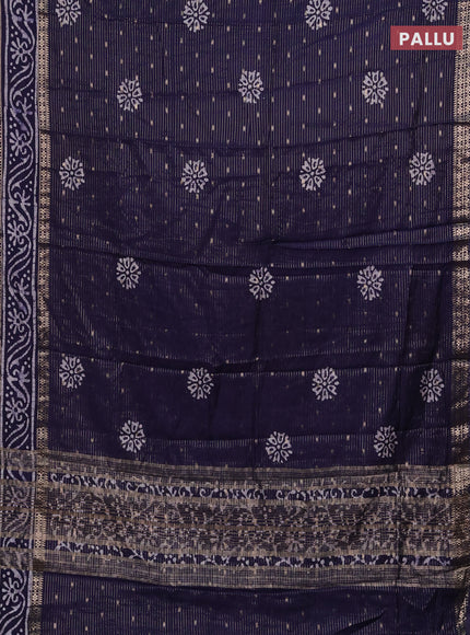 Blue Semi Chanderi Saree - Batik Prints