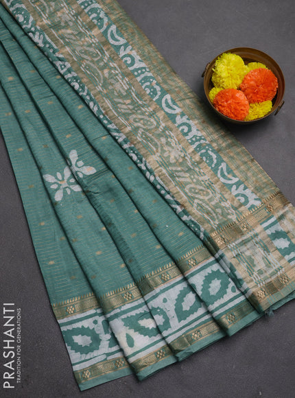 Pastel Green Semi Chanderi Saree - Batik Prints