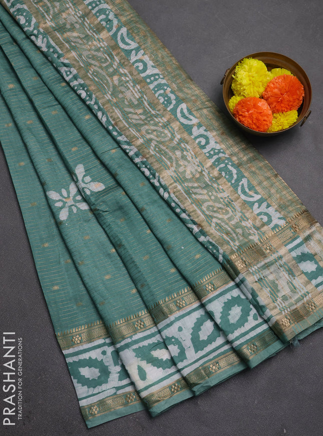 Pastel Green Semi Chanderi Saree - Batik Prints
