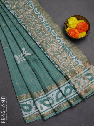 Pastel Green Semi Chanderi Saree - Batik Prints