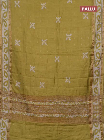 Pista Green Semi Chanderi Saree - Batik Prints
