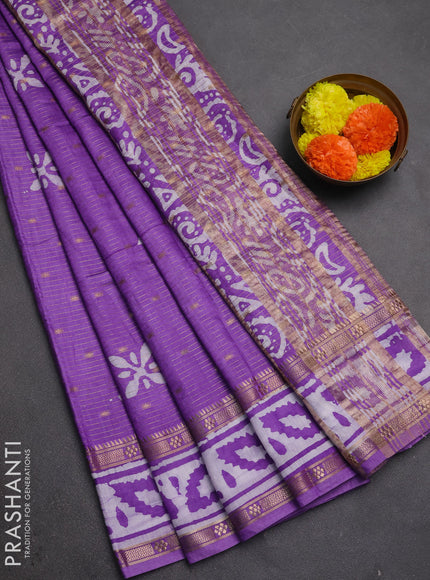 Lavender Semi Chanderi Saree - Batik Prints