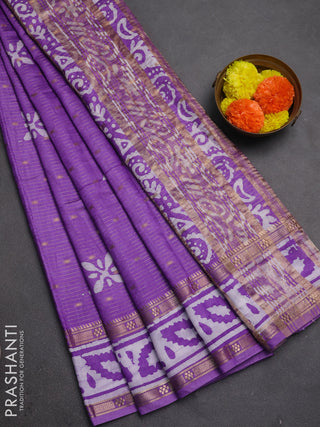 Lavender Semi Chanderi Saree - Batik Prints