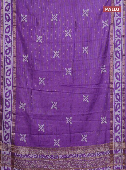 Lavender Semi Chanderi Saree - Batik Prints