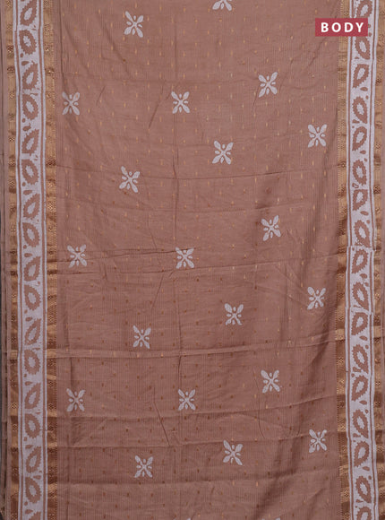 Beige Semi Chanderi Saree - Batik Prints