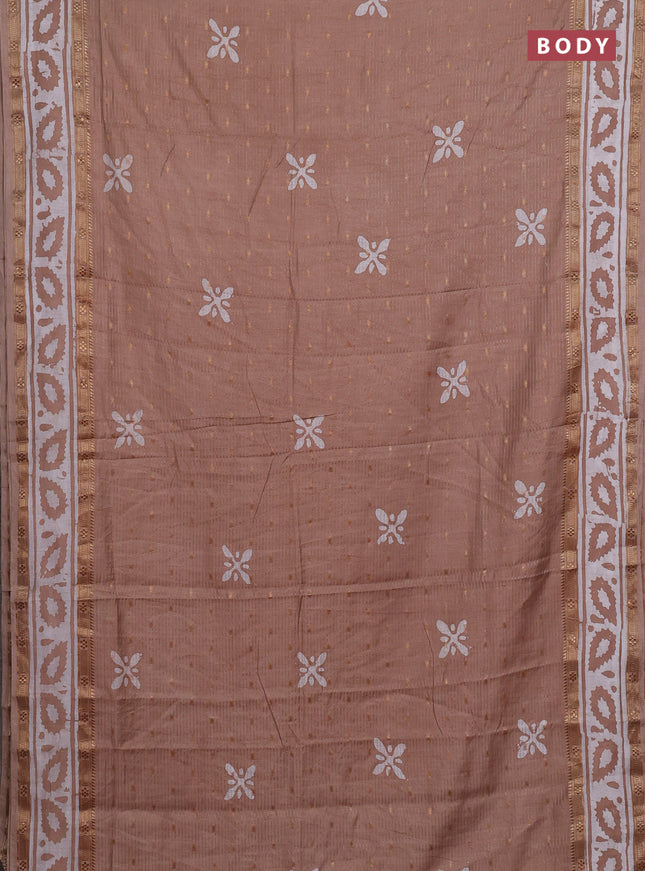 Beige Semi Chanderi Saree - Batik Prints