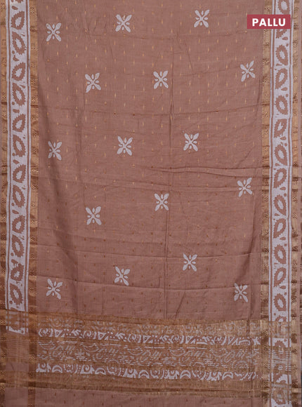 Beige Semi Chanderi Saree - Batik Prints